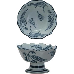 imageCreative CoOp Botanical Bliss Stoneware Bowl Blue and White