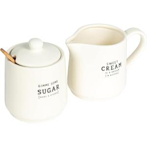 imageCreative CoOp For Goodness Bakes Stoneware Batter Bowl WhiteSugar  Creamer