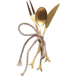 imageCreative CoOp Golden Twig Appetizer Utensil Set Gold Set of 3