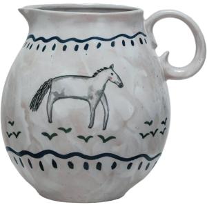 imageCreative CoOp Horse Stoneware Pitcher Multicolor