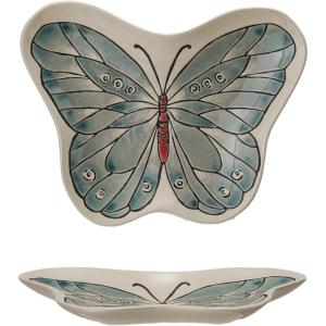 imageCreative CoOp Whimsical Butterfly Stoneware Plate MulticolorButterfly