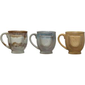 imageStoneware Mug with Tea Bag Holder Set of 3 Colors Reactive Glaze