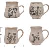 imageCreative CoOp 4 Inches Stoneware Reactive Glaze and Various Shapes Cream Set of 4 Mugs