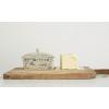 imageCreative CoOp Country Stoneware Butter Dish with Lid quotSpread the Lovequot Message and Farm Line Drawing White and Black Food Microwave and Dishwasher Safe