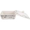 imageCreative CoOp Country Stoneware Butter Dish with Lid quotSpread the Lovequot Message and Farm Line Drawing White and Black Food Microwave and Dishwasher Safe