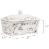 imageCreative CoOp Country Stoneware Butter Dish with Lid quotSpread the Lovequot Message and Farm Line Drawing White and Black Food Microwave and Dishwasher Safe