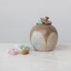 imageCreative CoOp Farmhouse Stoneware Lid Brown Reactive Glaze Jar