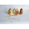 imageCreative Coop Small 3 Piece Yellow with Decorative Bees Stoneware Honey Jar with Lid ampamp Wood Honey Dipper