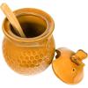 imageCreative Coop Small 3 Piece Yellow with Decorative Bees Stoneware Honey Jar with Lid ampamp Wood Honey Dipper