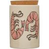 imageCreative CoOp Coastal Stoneware Embossed Prawns and Cork Lid Multicolor Jar Ivory