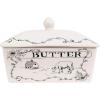 imageCreative CoOp Country Stoneware Butter Dish with Lid quotSpread the Lovequot Message and Farm Line Drawing White and Black Food Microwave and Dishwasher Safe