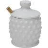 imageCreative CoOp White Ceramic Hobnail Style Honey Jar with Lid ampamp Wood Dipper