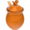imageCreative Coop Small 3 Piece Yellow with Decorative Bees Stoneware Honey Jar with Lid ampamp Wood Honey Dipper
