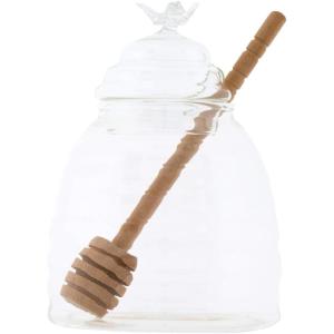 imageClear Honey Pot with Lid ampamp Bamboo Dipper