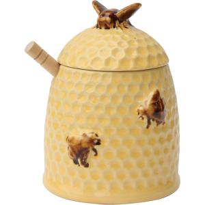 imageCreative CoOp Beehive Shaped Honey Jar with Lid ampamp Wood Dipper