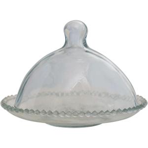 imageCreative CoOp Glass Cloche and Hobnail Edge Tray Clear