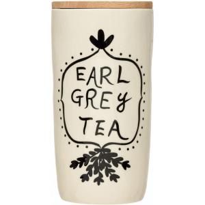 imageCreative CoOp Stoneware Jar with Bamboo Lid quotEarl Grey Teaquot
