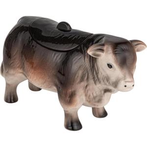 imageCreative CoOp Vintage Ceramic Cow Shaped Cookie Jar Brown