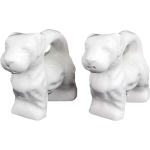 imageCreative Coop DF1052 White Ceramic Dog Shaped 2 Pieces Salt ampamp Pepper Shakers