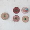 imageCreative CoOp 4Piece Beaded Glass Flower Shaped Coasters with Jute Tie 4 Colors