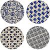 imageCreative CoOp 4Piece Round Stoneware Coasters with Pattern Blue and White