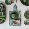 imageCreative CoOp Green Matte Stoneware Cheese Board with Leather Tie Large