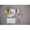 imageCreative CoOp HandCarved Engraved Mango Wood Square Trivets for Dining Table Coaster Set of 4 White ampamp Natural