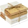 imageCreative CoOp HandCarved Engraved Mango Wood Square Trivets for Dining Table Coaster Set of 4 White ampamp Natural