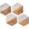 imageCreative CoOp Marble and Natural Mango Wood Coasters Set of 4 Hexagon MulticoloredHexagon