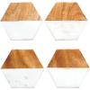 imageCreative CoOp Marble and Natural Mango Wood Coasters Set of 4 Hexagon MulticoloredHexagon