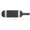 imageCreative CoOp Oval Mango Wood Cheese and Cutting Board with Stripes and Handle Black and Natural