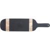 imageCreative CoOp Oval Mango Wood Cheese and Cutting Board with Stripes and Handle Black and Natural