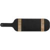imageCreative CoOp Oval Mango Wood Cheese and Cutting Board with Stripes and Handle Black and Natural