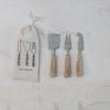 imageCreative CoOp Stainless Steel Charcuterie Knives with Rattan Wrapped Handles Set of 3 Styles