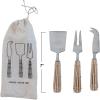 imageCreative CoOp Stainless Steel Charcuterie Knives with Rattan Wrapped Handles Set of 3 Styles