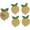 imageCreative CoOp 4Piece Handmade Beaded Lemon Coasters with Jute Tie Yellow and Green
