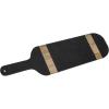 imageCreative CoOp Oval Mango Wood Cheese and Cutting Board with Stripes and Handle Black and Natural