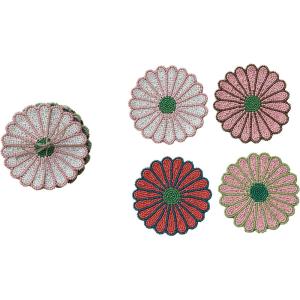 imageCreative CoOp 4Piece Beaded Glass Flower Shaped Coasters with Jute Tie 4 Colors