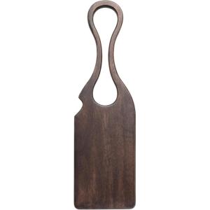 imageCreative CoOp Acacia Wood Charcuterie Sculptural Handle Dark Walnut Finish CheeseCutting Board Black