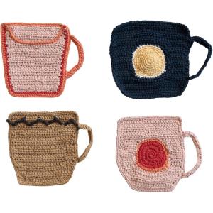 imageCreative CoOp Cotton Crocheted Mug Shaped Coasters Multicolor Set of 4