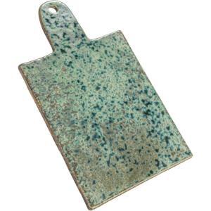 imageCreative CoOp Green Matte Stoneware Cheese Board with Leather Tie Large