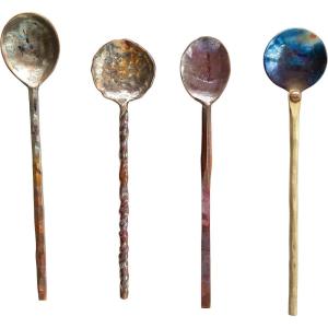 imageCreative CoOp HandForged Copper Spoons with Burnt Finish Set of 4 Sizes in Drawstring BagEach one Will Vary Model DF2531
