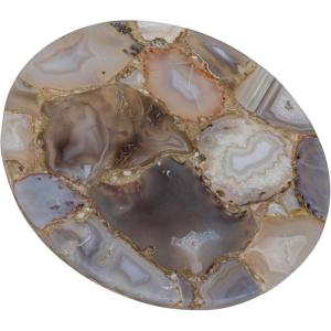 imageCreative CoOp Round Agate Cheese Board with Patterns Multicolor Medium Multi
