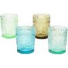 imageCreative CoOp 12 oz Embossed Drinking 4 Colors Glasses and Bar Tools Multi