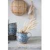 imageCreative CoOp HandPainted CountryStyle Stoneware Floral Print Pitcher 625quot Blue ampamp White