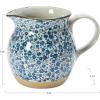 imageCreative CoOp HandPainted CountryStyle Stoneware Floral Print Pitcher 625quot Blue ampamp White