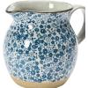 imageCreative CoOp HandPainted CountryStyle Stoneware Floral Print Pitcher 625quot Blue ampamp White
