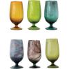 imageCreative CoOp Hand Blown Stemmed Drinking Glass Set of 6 Colors