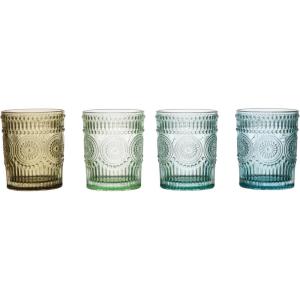 imageCreative CoOp 12 oz Embossed Drinking 4 Colors Glasses and Bar Tools Multi