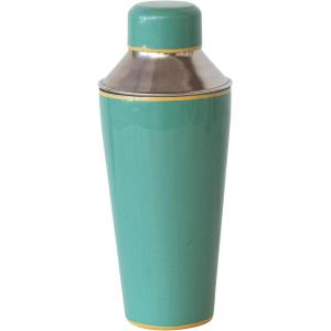 imageCreative CoOp Round Enameled Stainless Steel Cocktail Shaker with Colored Edge Green and Yellow Medium Multi